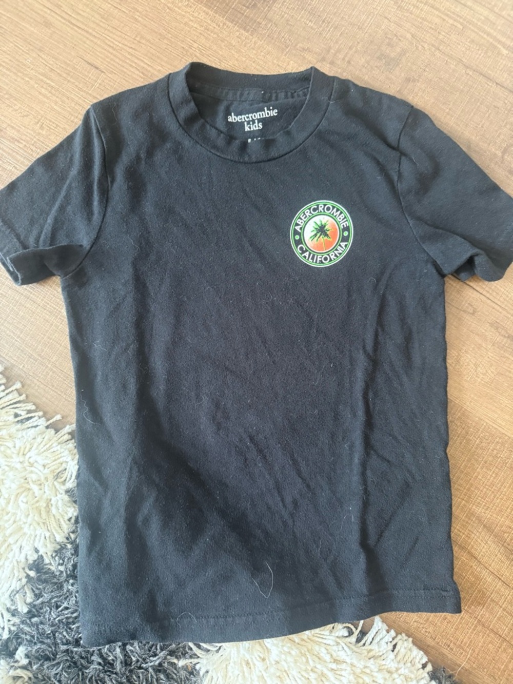 abercrombie kids Black Tee with Green and Orange California Patch